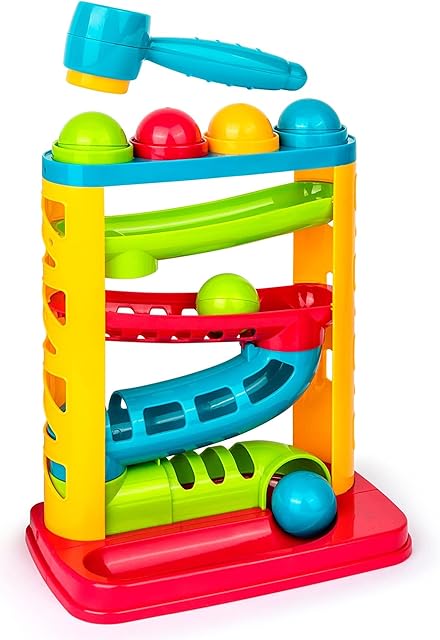 Playkidiz Durable Pound A Ball Toys for Toddler, Stacking, Learning, Active, Early Developmental Hammer Montessori Toys, Fun Gifts for Boy & Girl - STEM Educational Toy - Great Birthday Gift