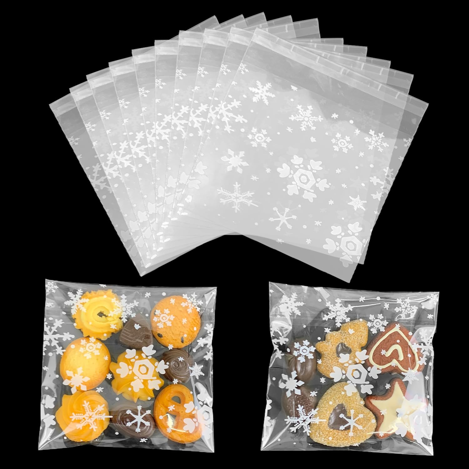 100 Pezzi Daisy Piccoli Sacchetti di Cellophane Trasparente Richiudibili Autoadesivi per Biscotti, Dolci, Gioielli, Regali e Forcine (4x4 Pollici