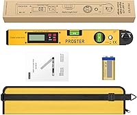 Vista 7 de Proster - Buscador de Ángulo Digital, Transportador de Aluminio de 16 Pulgadas / 400mm con Nivel de Burbuja Vertical y Horizontal LCD y Base