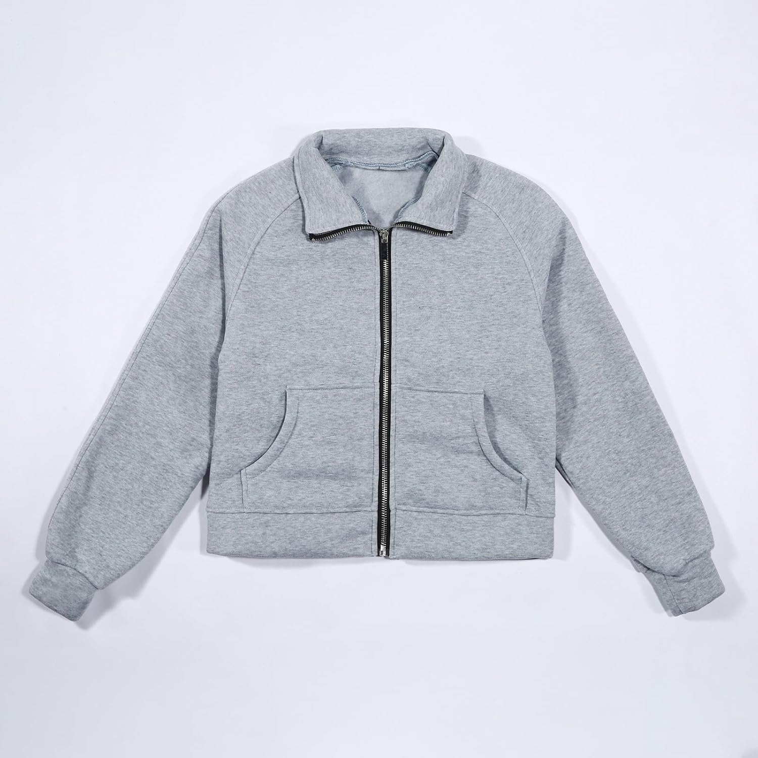 Girls Zip Up Sweatshirt, Girls Full Zipper Jacket Sweatshirts Fleece Stand Collar Fall Pullover Outerwear with Pockets