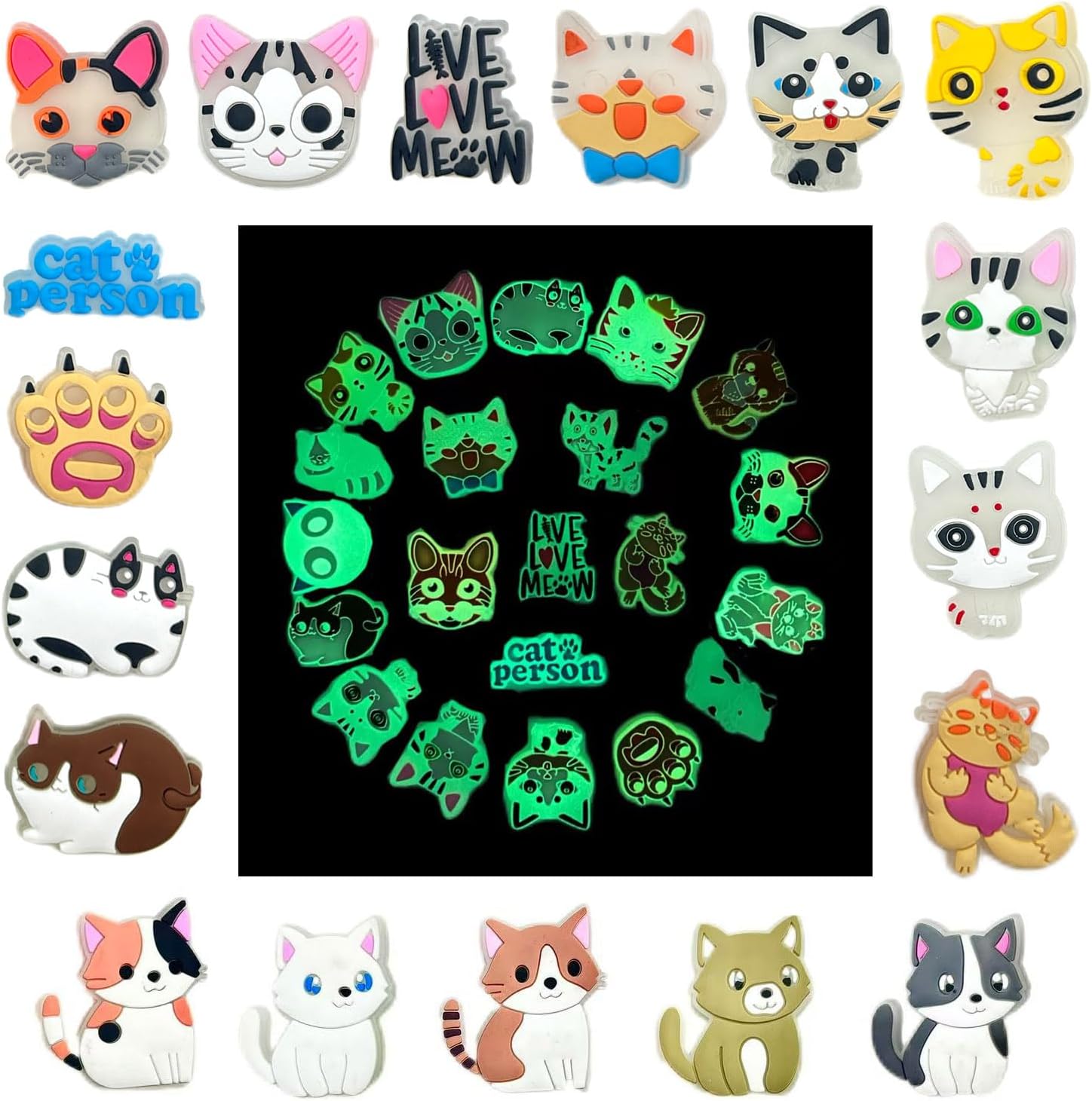 18 Pcs Glow In The Dark Animals Dinosaur Unicorn Shoe Charms, Cute Cats Dog Basketball Shoe Charm for Adults Kawaii Cartoon Accessories Pins