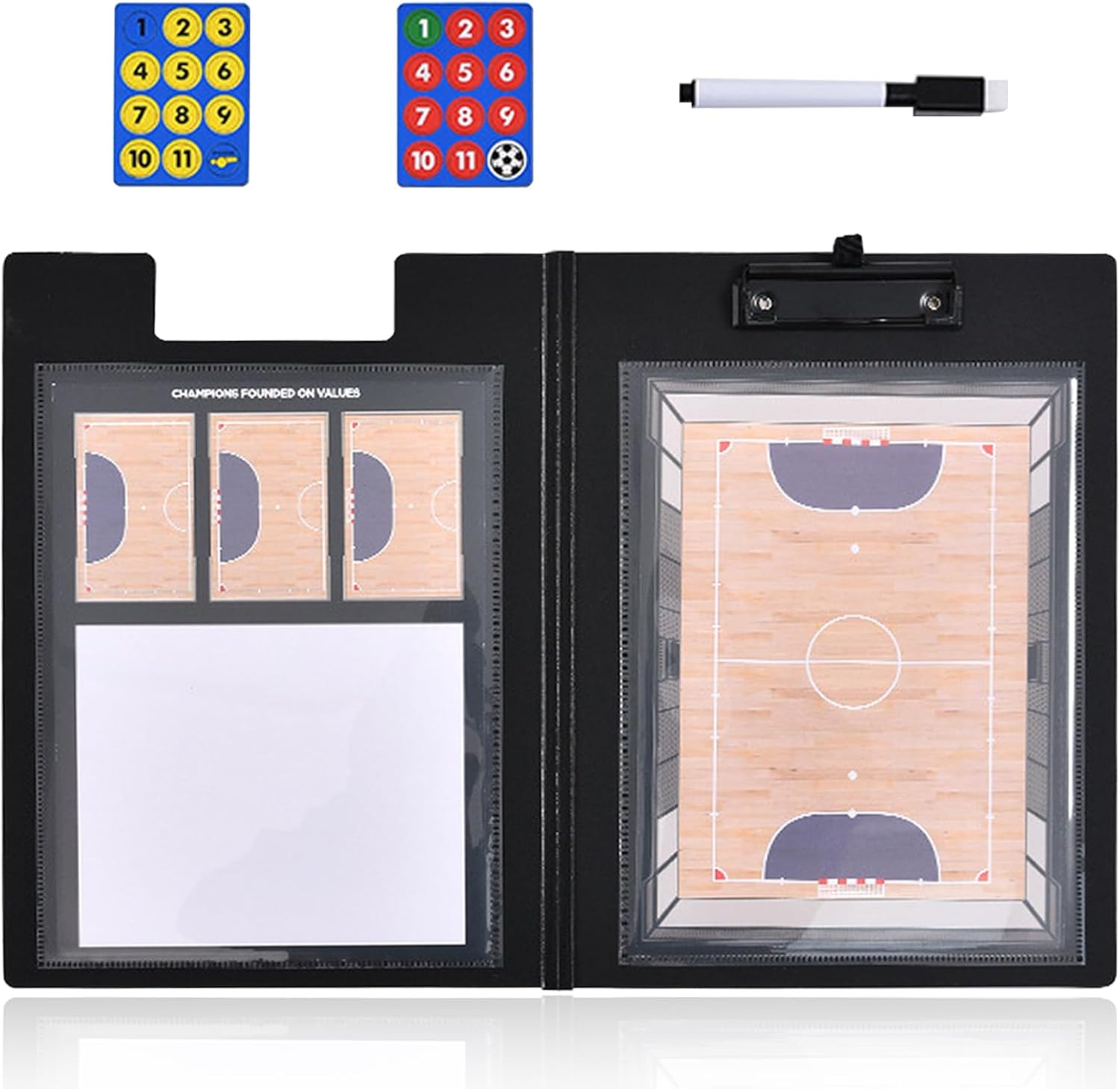 Futsal Coaching Board, Magnetic Soccer Coaching Board Double-Sided Dry Erase, Futsal Tactics Clipboard for Coaches, Portable Soccer Whiteboard with Magnets Marker Pen