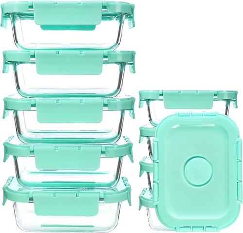 YANGNAY Paquete de 10 recipientes de vidrio para preparación de comidas con ventilación de vapor, recipientes de almacenamiento de alimentos con disponible en Yaxa Colombia