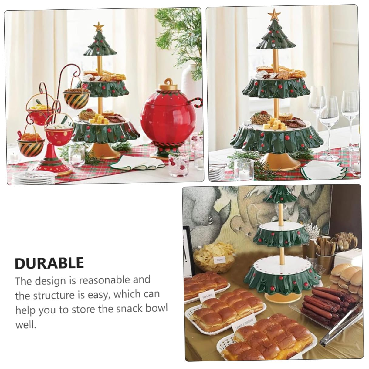 Espositore Natalizio per Snack Multiuso in Resina Effetto Decorativo Delicato, Tavolo per Feste di Natale e Celebrazioni Piatti per Dolci e Frutta