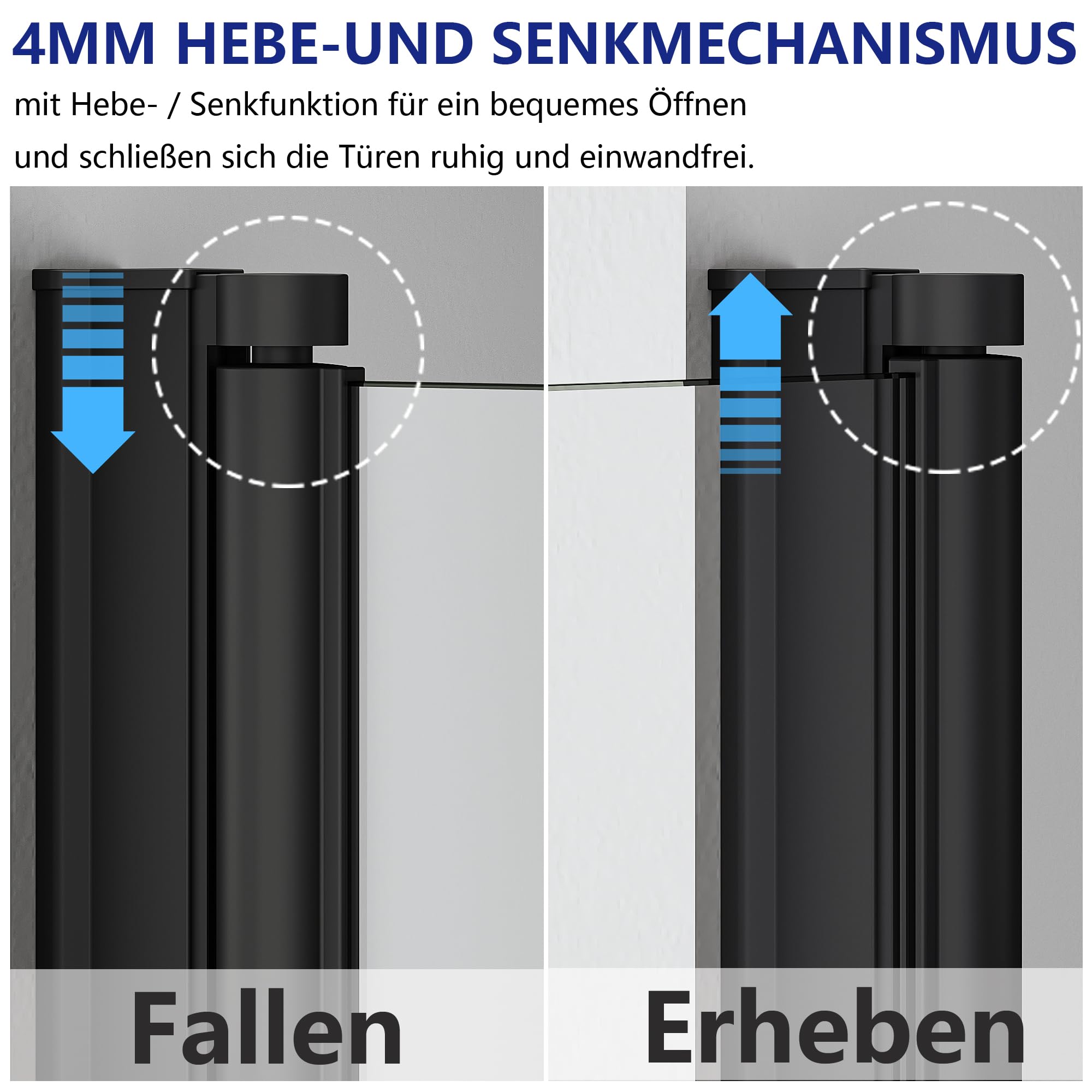 IMPTS Duschkabine 90x90cm Eckeinstieg Schwarz Doppel Falttür Höhe 185cm
