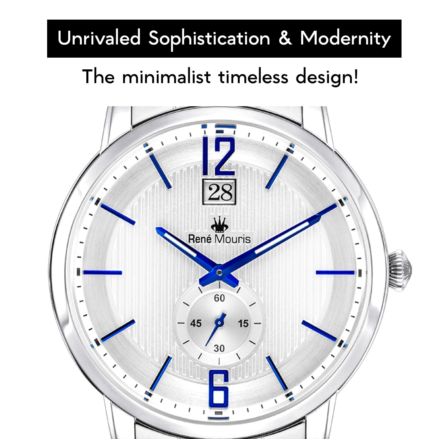René Mouris Executive Quarzuhren Für Herren – 44MM Klassische Uhr Aus 316L-Edelstahl