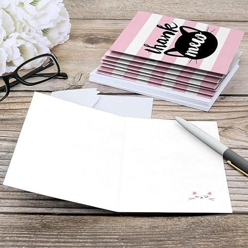 Miniatura 4 de Big Dot of Happiness Purr-fect Kitty Cat - Tarjetas de agradecimiento para baby shower o fiesta de cumpleaños (8 unidades)