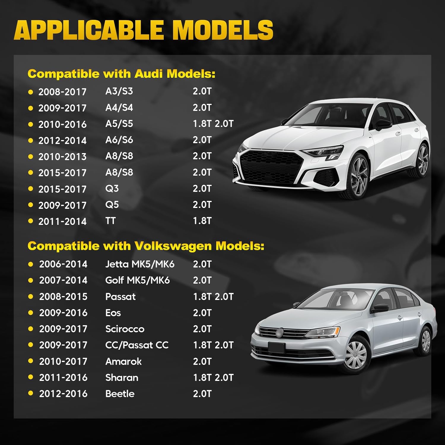 EA888 1.8L 2.0L Engine Timing Chain Kit with Cover Tensioner Guide Rail Compatible with Audi A3 A4 A5 S3 S4 S5 Q3 Q5 TT Volkswagen Jetta Golf Passat Tiguan CC Replace # 06K109158AD 06H109210AG