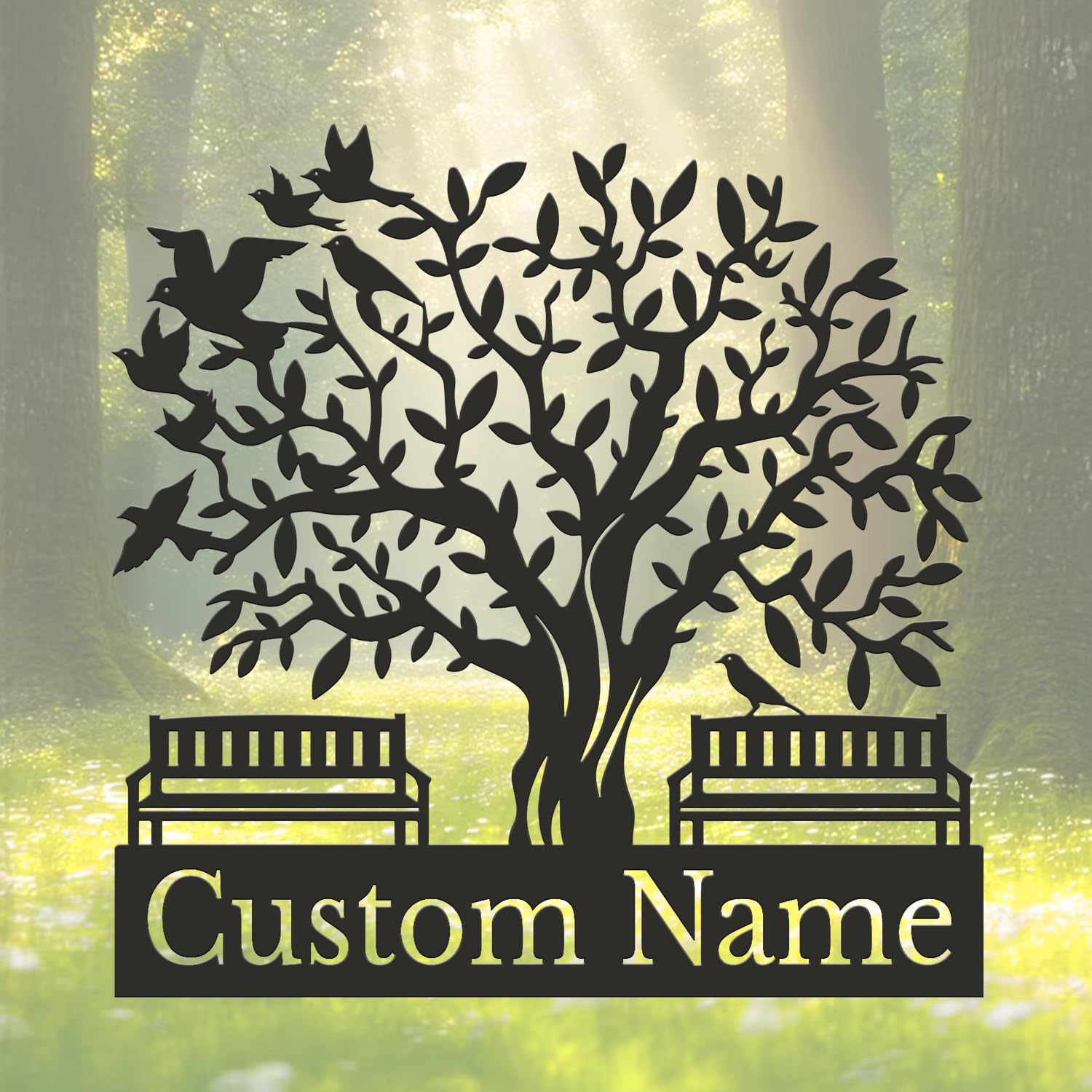 Personalized Tree of Life Metal Sign - Custom Family Name Wall Art, Rustic Surname Plaque, Indoor/Outdoor Decor (Style-3)