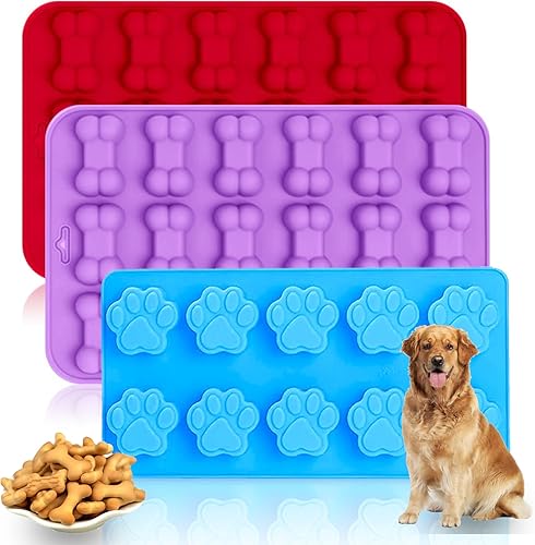 Moldes de silicona para hielo con forma de pata de perro y hueso, moldes antiadherentes de silicona de grado alimenticio para chocolate, dulces,