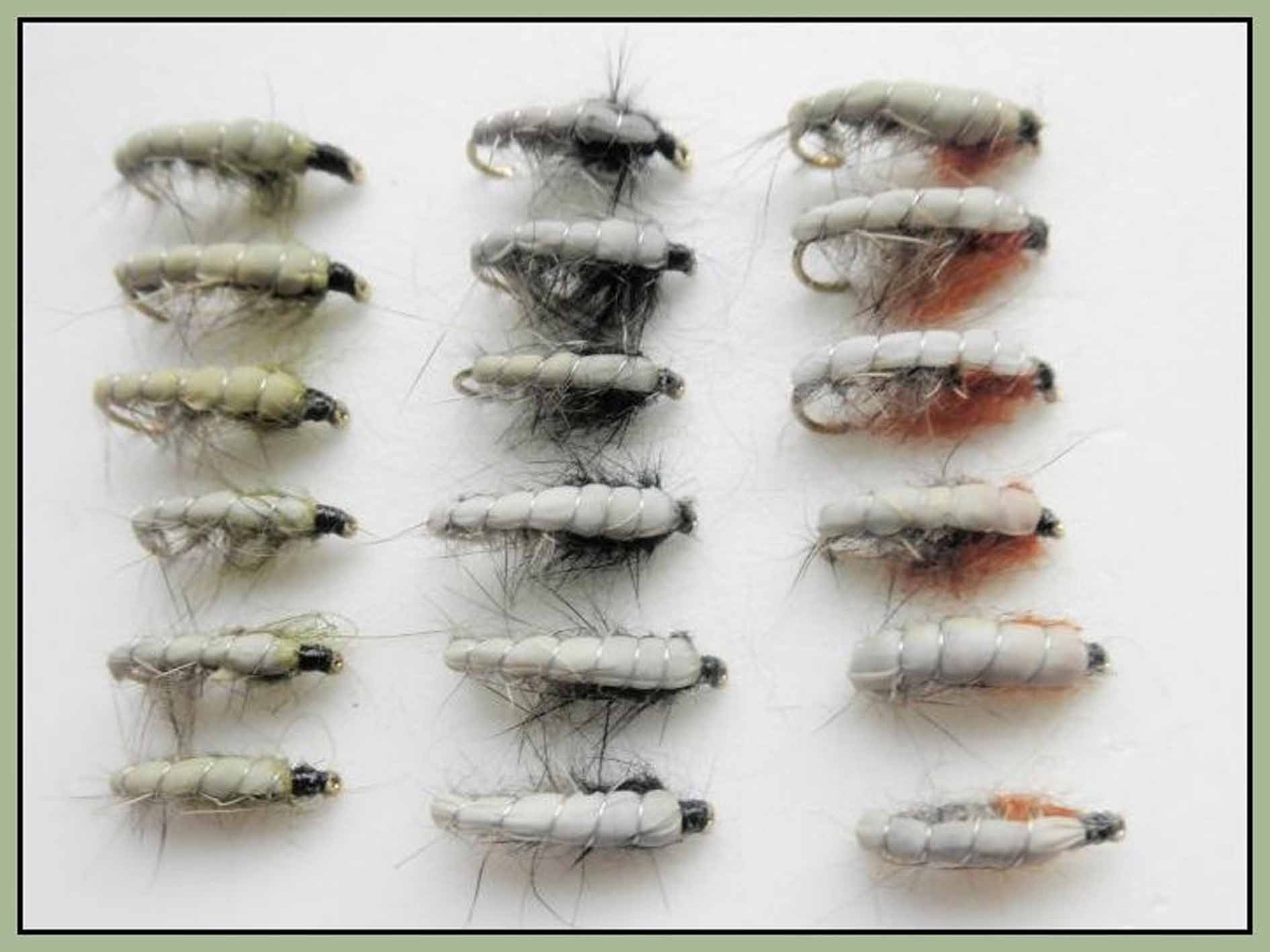 Lot de 18 mouches nymphes tchèques pour truite, olive, noir et marron, également bon pour le gris, mélange 10/12