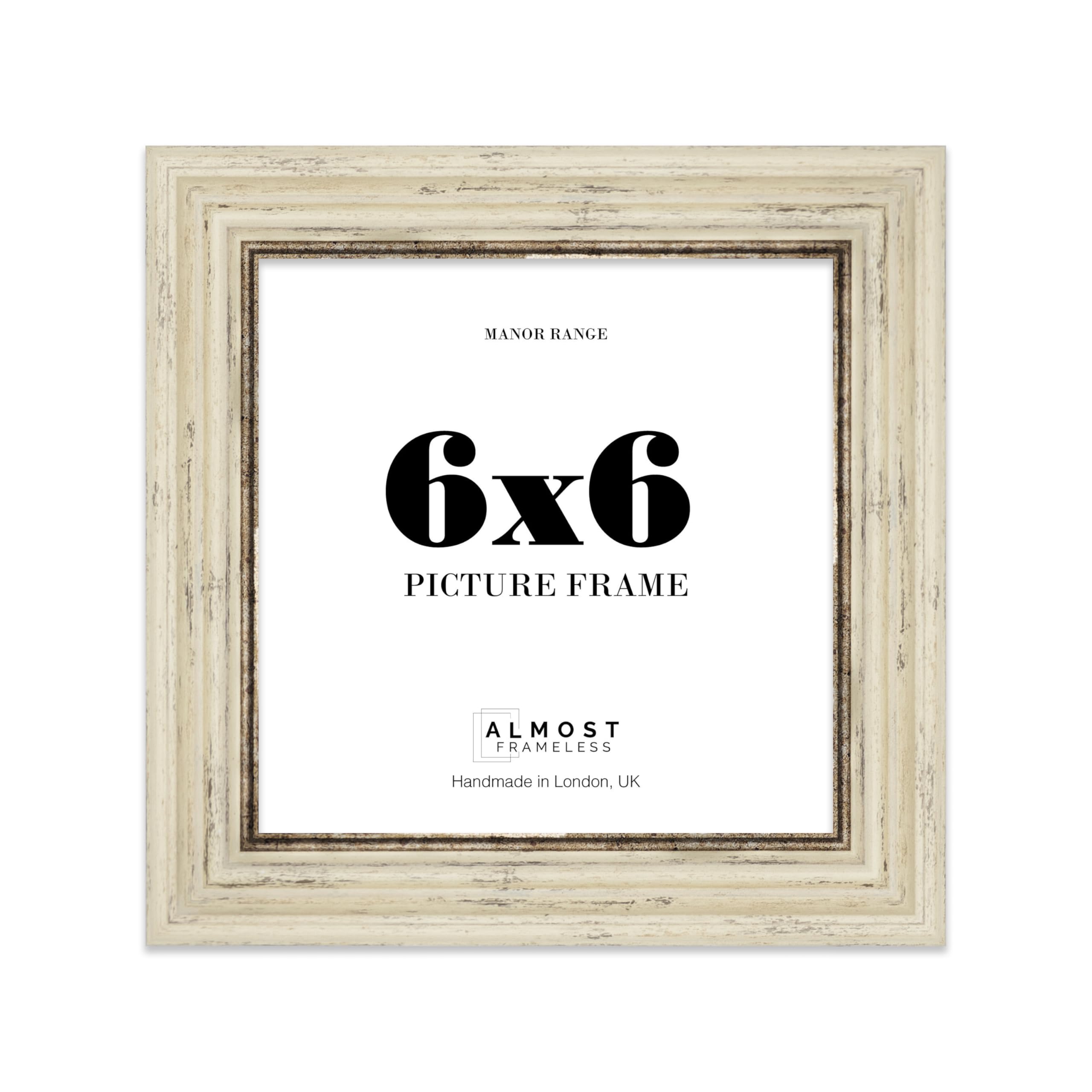 6x6 Picture Frame, Display 6x6 Pictures (15.2 x 15.2cm) - Distressed Cream Vintage 42mm Edge Wall Art - 1 Pack โ image 1