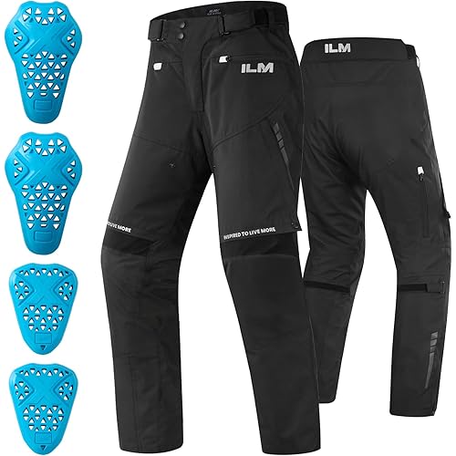 ILM Motorcycle Riding Pants Men CE Armored Motocross Touring All Season Protective P04 (L,32L)
