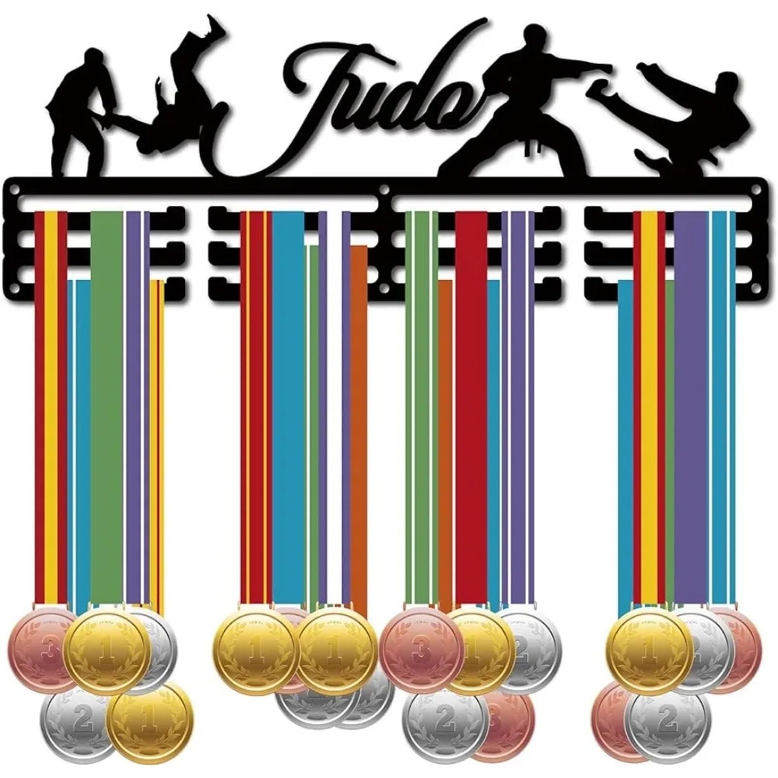 Soporte de exhibición de medallas, colgador de medallas deportivas, colgador de exhibición de premios de Judokas, soporte de suspensión de marco de Metal montado en la pared Para Exponer Medallas