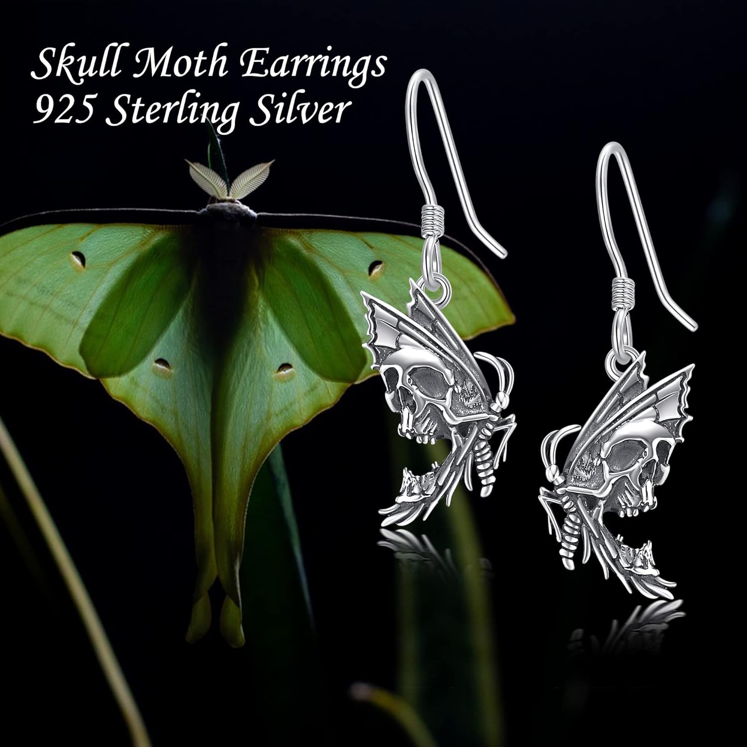 Skull Earrings Sterling Silver Skeleton Hand Drop Earrings Gothic Skull Christmas Jewelry Gifts for Women