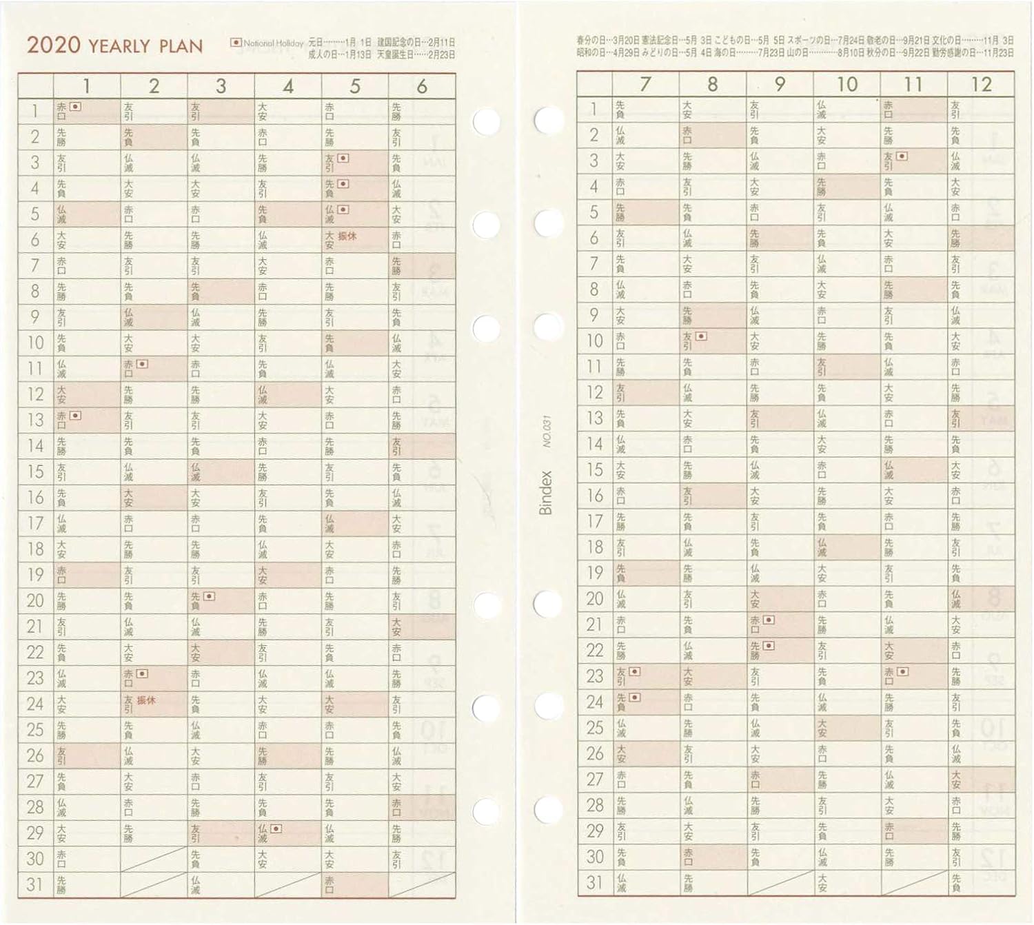 Efficiency Bindex Notebook Refill, 2020, Weekly Ruled