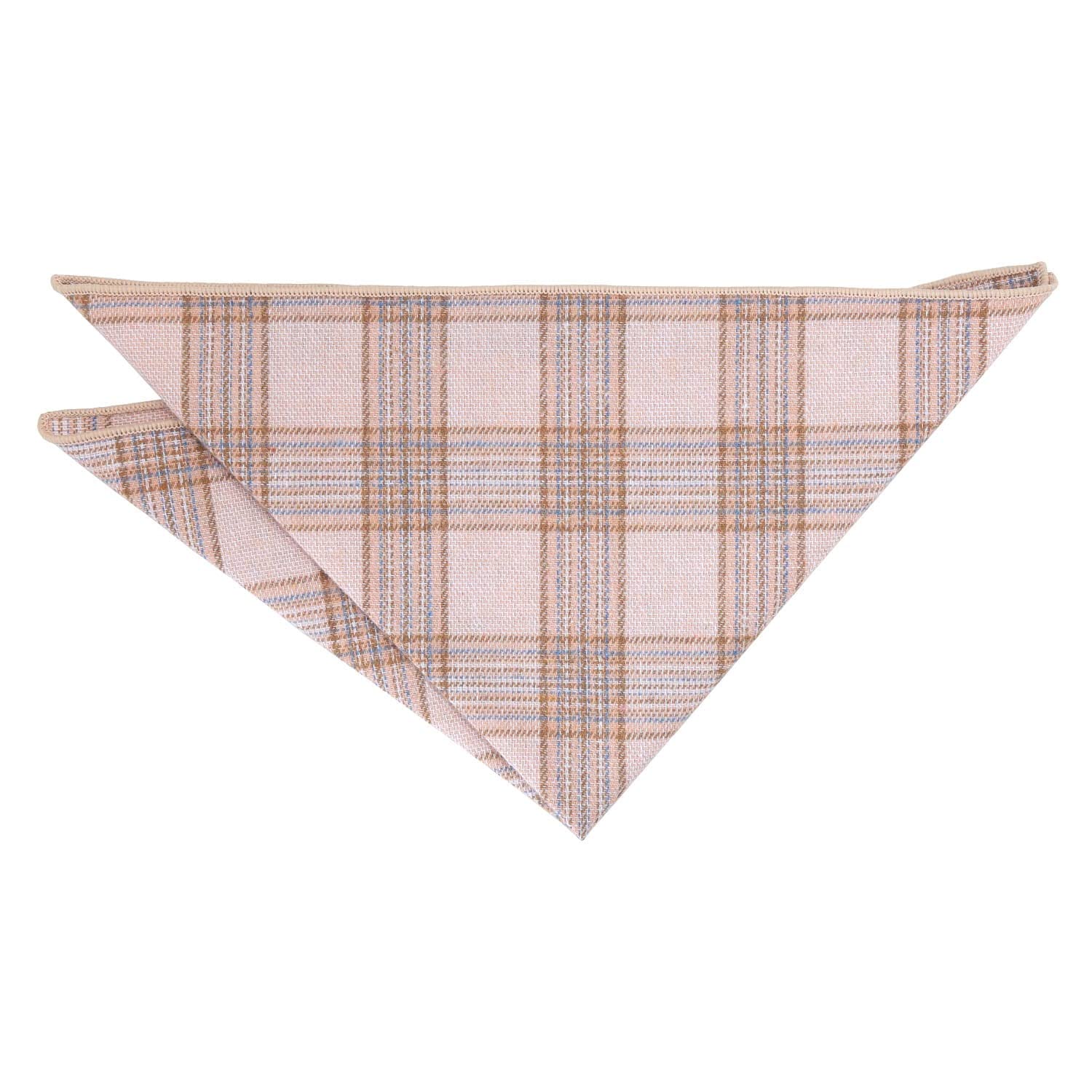 DQT Madras Check Cotton Handkerchief Pocket Square - Warm Beige