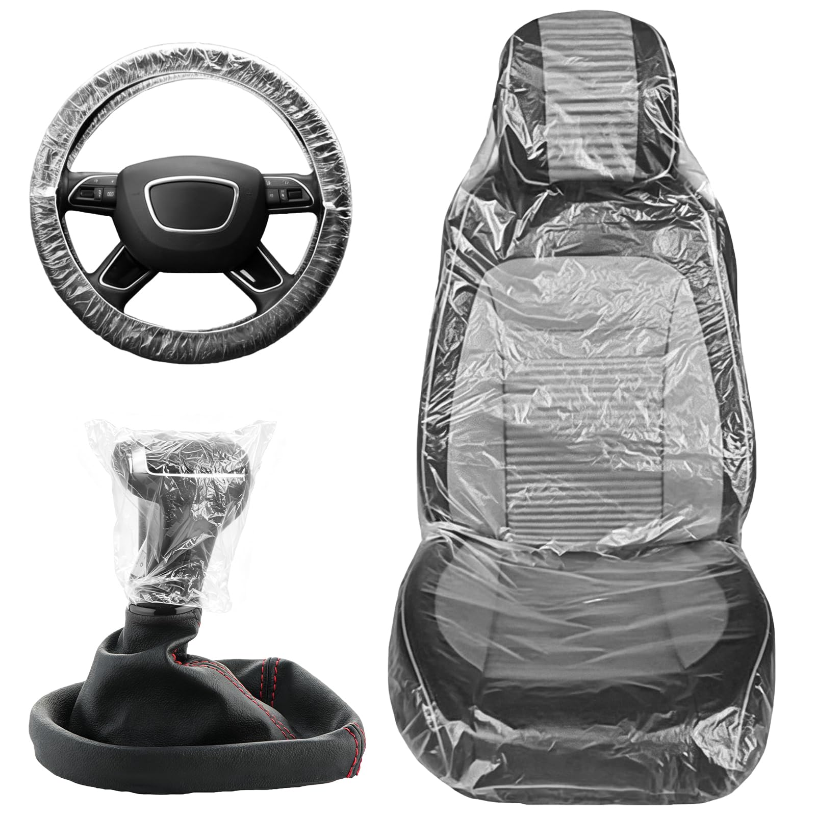 Lot de 50 housses de siège de voiture jetables en plastique - Idéales pour les sièges avant, protection contre la saleté et l'humidité