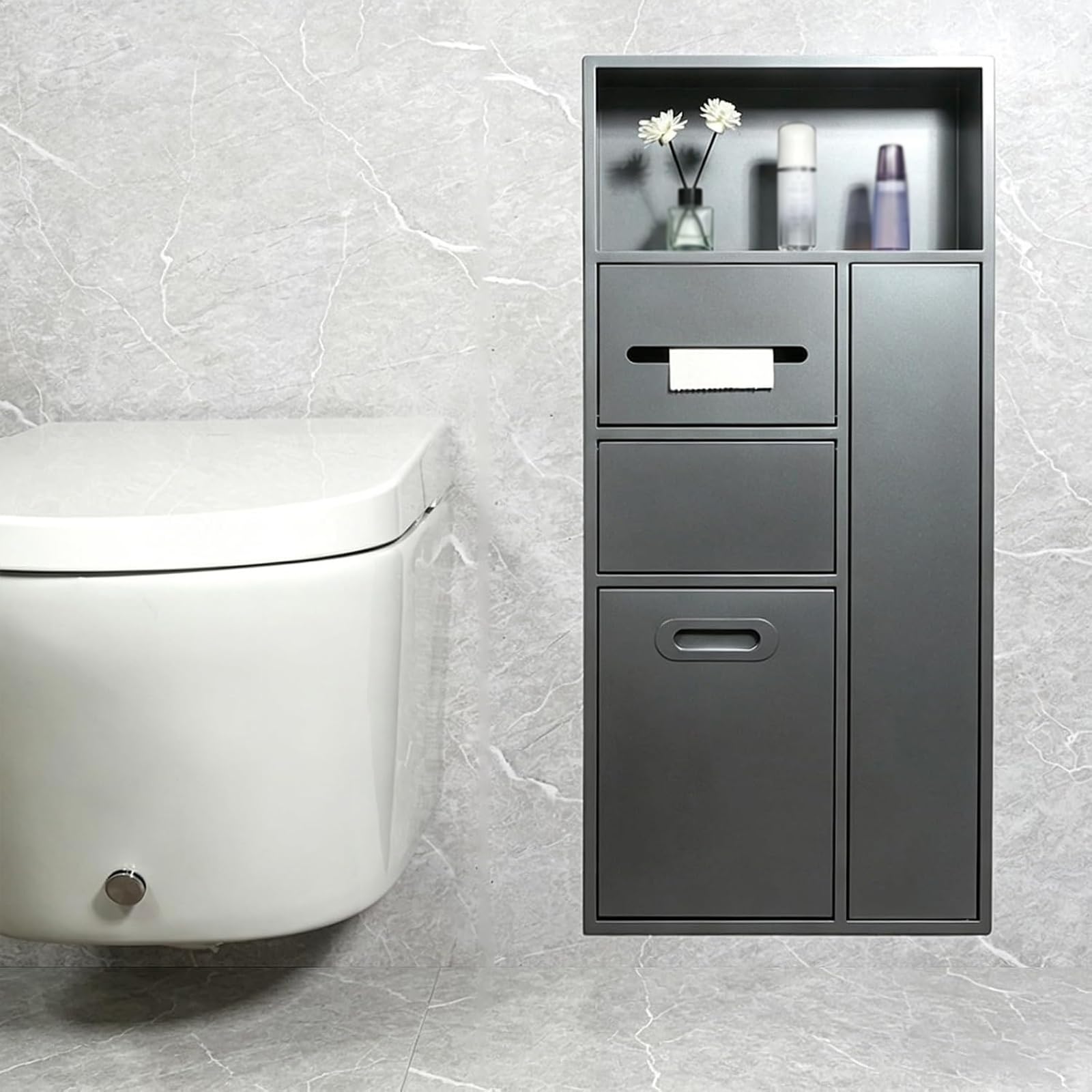 Porta carta igienica da incasso in acciaio inox con cestino integrato