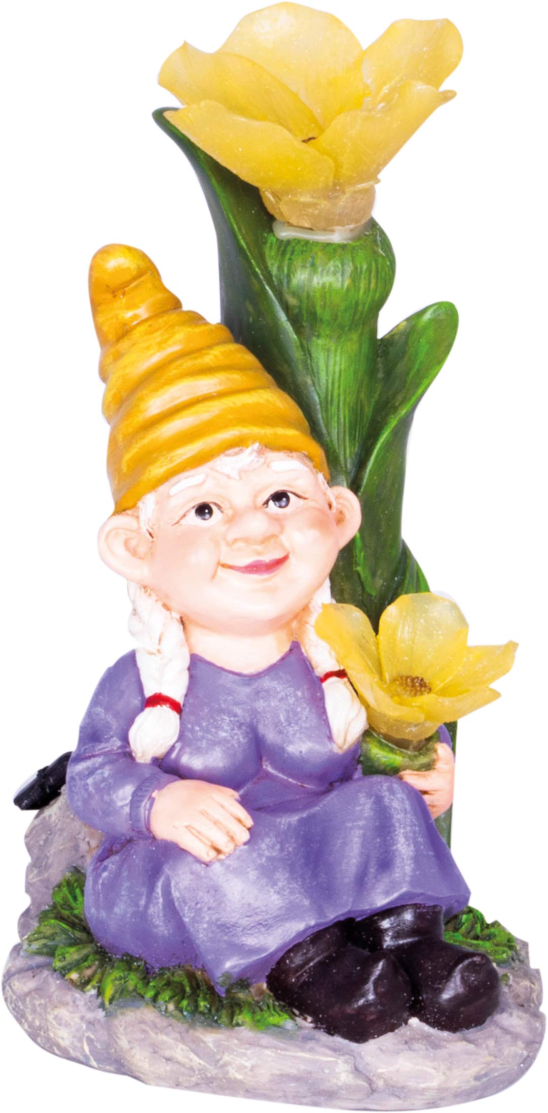 Netagon Garden Outdoor Solar Powered Light Up Gnome Flower Ornament Decoration from B&Q