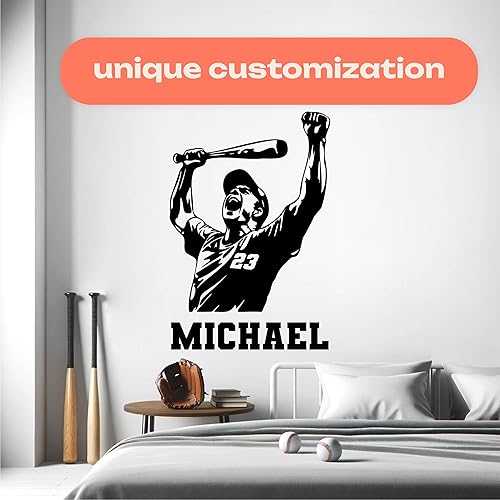 Miniatura 41 de Calcomanía de pared de béisbol personalizada, calcomanías deportivas personalizadas para habitación de niños, calcomanías de béisbol para habitación