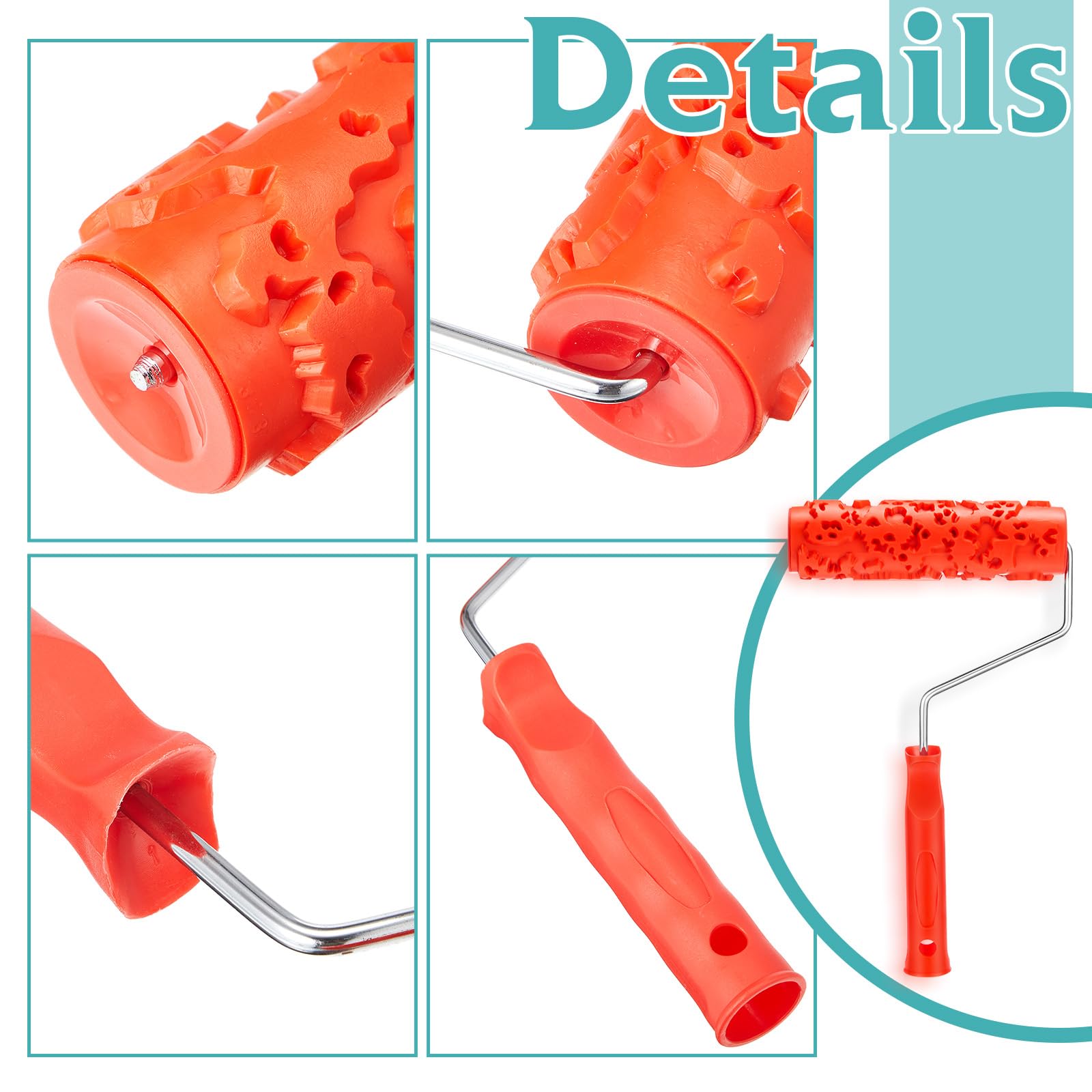 Reallnaive 2 rodillos de pintura de patrón de 7 pulgadas para decoración de pared, rodillo de goma clásico para añadir diseño a revestimientos elastoméricos de lechada gruesa, no rodillos de pintura