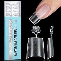 Vista 17 de TOMICCA Puntas de uñas de ataúd extra cortas, 240 piezas de uñas acrílicas de cobertura completa, 12 tamaños preformados, puntas de uñas postizas