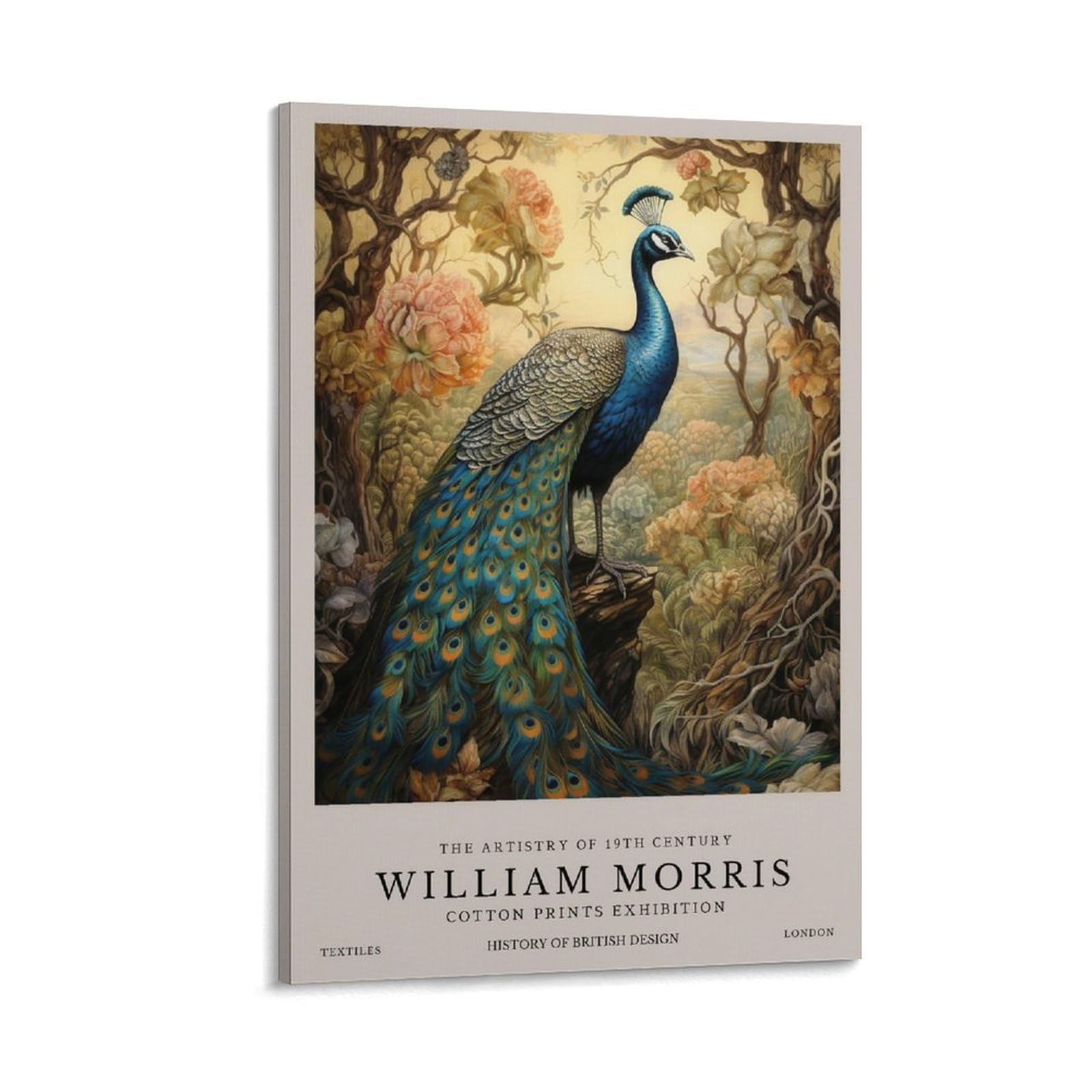 William Morris Peacock Floral Plant Vintage Poster Decorative Painting Canvas Wall Art Living Room Decor 08x12inch(20x30cm)