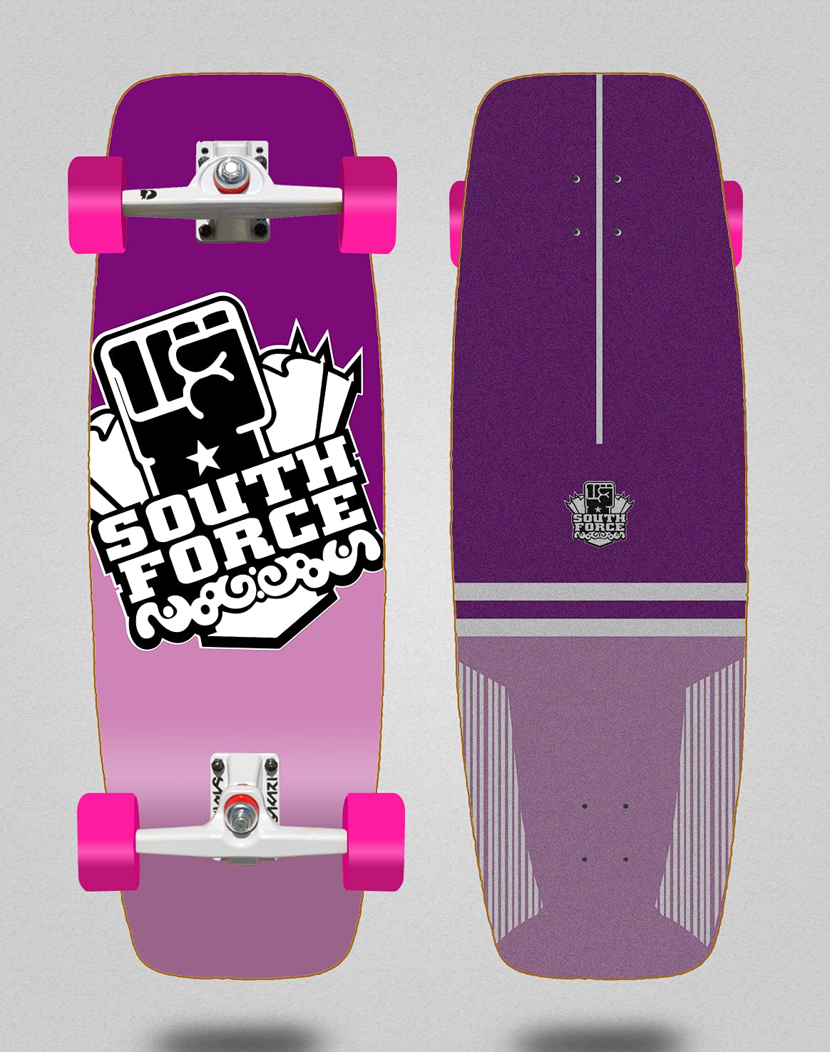 South force surfskate Sakari Complete with SGI Surf Skate Trucks Logo Pastel 27.25
