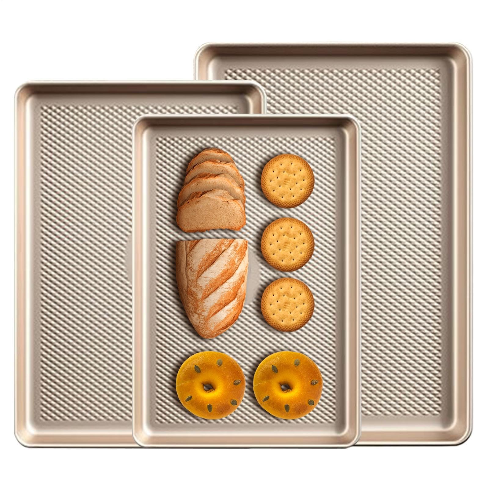 Lot de 3 moules à pâtisserie pour four - En acier inoxydable - Demi-quart - Feuilles de gel - Équipement de cuisine durable pour une utilisation quotidienne dans la cuisine, les réunions d'appartement