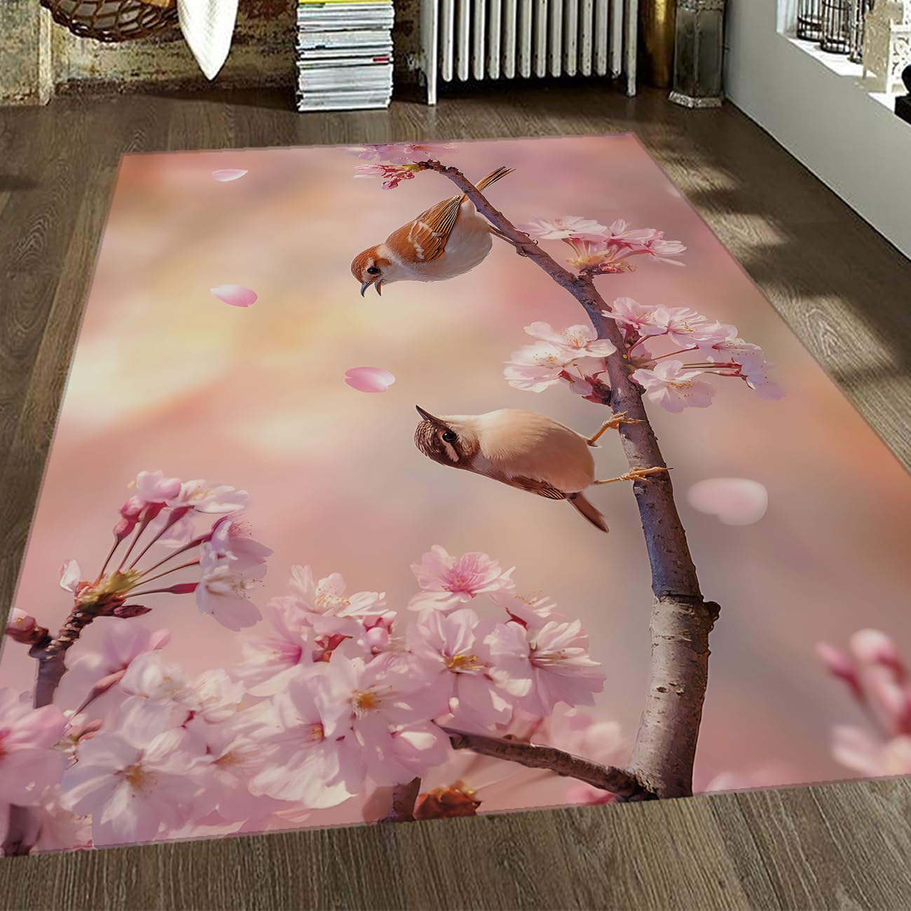 Tapis fleurs de cerisier antidérapant résistant et lavable pour sécuriser le sol