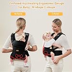 CUBY Porte-bébés de nouveau-nés, 4-in-1 Porte-bébé magnétique avec collier respirant réglable Soutien à la tête Porte-berceau bébé, porte-bébe et porte-bebebé avant et arrière Utilisation jusqu'à 8-40 LBS(Noir)