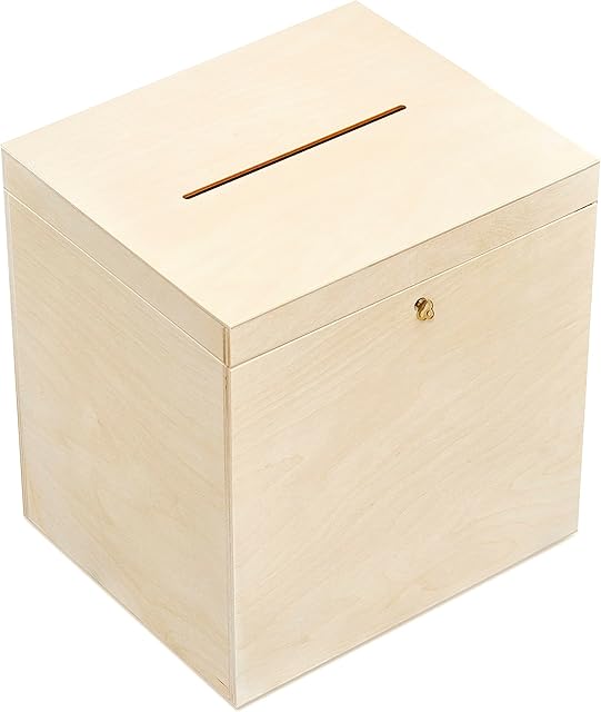 Creative Deco Lockable Wooden Wedding Card Box | 29x25x30cm Unpainted Plain Storage Box with Lid | Wood Keepsake Memory Trinket Chest for Post | Perfect for Decoupage Gift Birthdays Arts & Crafts