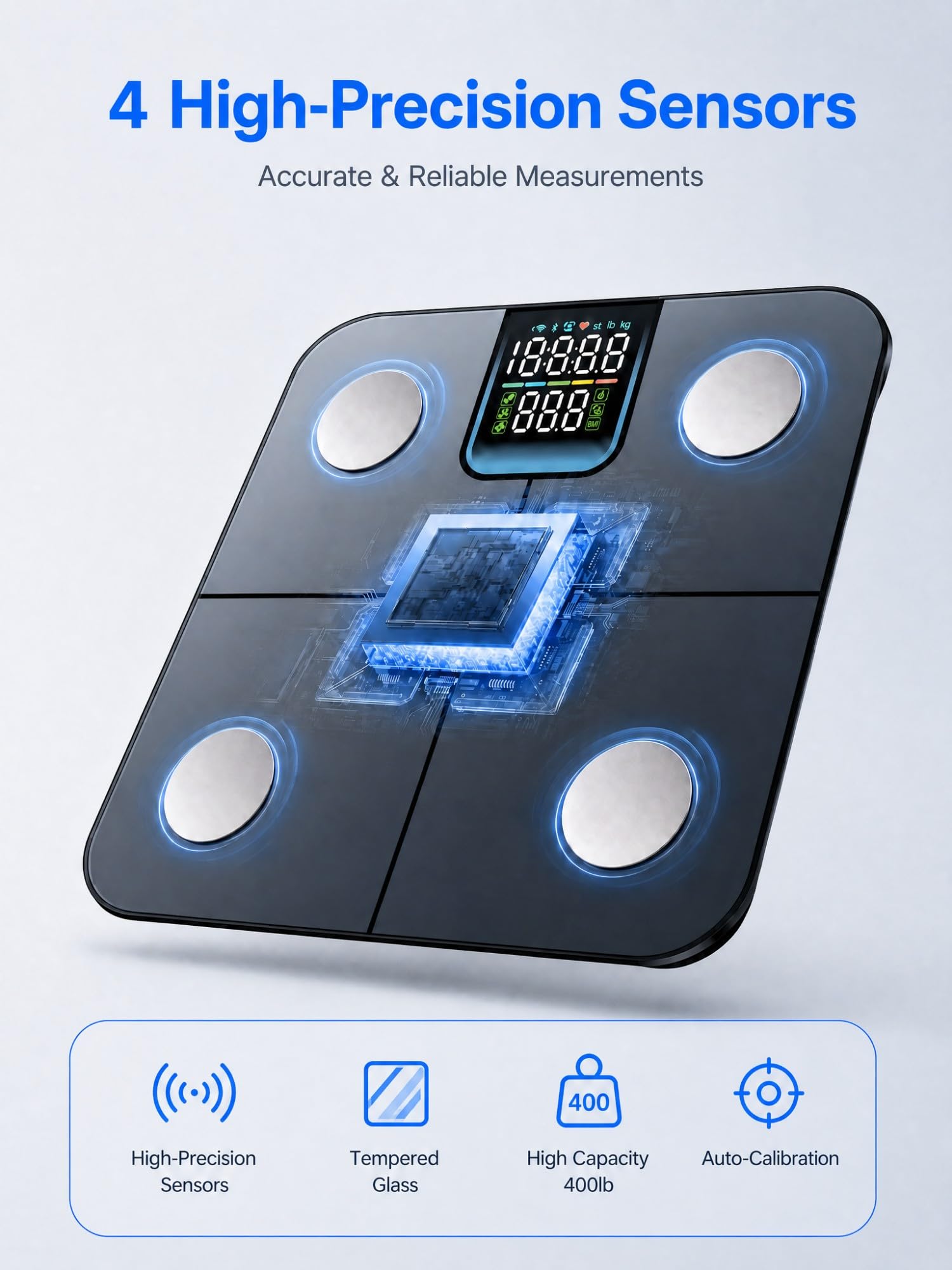 Bilancia Intelligente per Analisi Corporea con Bluetooth | Bilancia Pesapersone Digitale Con 25 Valori Di Salute, Sincronizzazione Con App Per La Perdita Di Peso E Monitoraggio