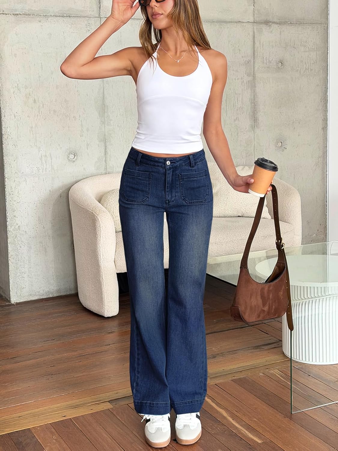 Trendy Queen Women's Wide Leg Jeans High Waisted Straight Leg Jeans Stretchy Baggy Denim Pants - Image 2