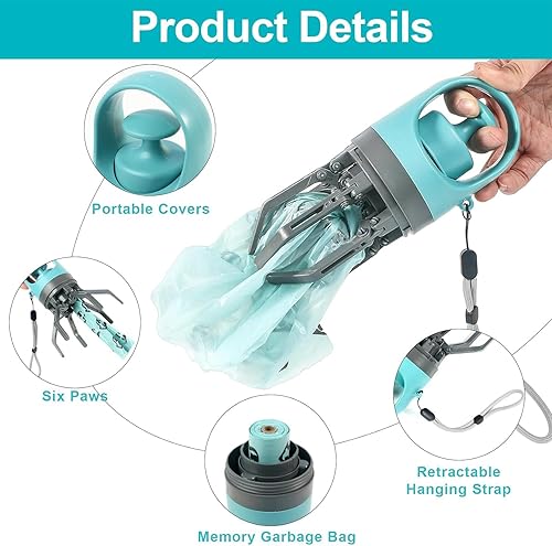 Miniatura 5 de Recogedor de excrementos para perro, soporte portátil para excrementos de perro con bolsa de residuos, recogedor de desechos sanitarios de mascotas
