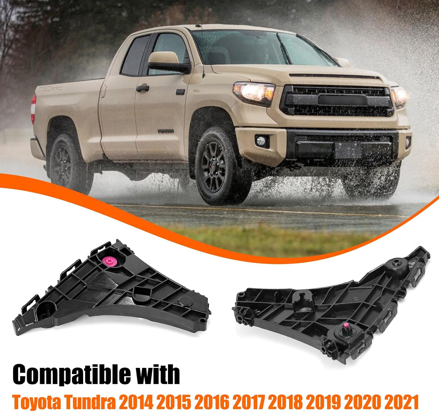 Yumzeco 1Pair Compatible with Toyota Bumper Brackets Tundra 2014 2015 2016 2017 2018 2019 2020 2021,Driver and Passenger Side Palstic Toyota Tundra Front Bumper Retainers Replace 521160C110 521150C110