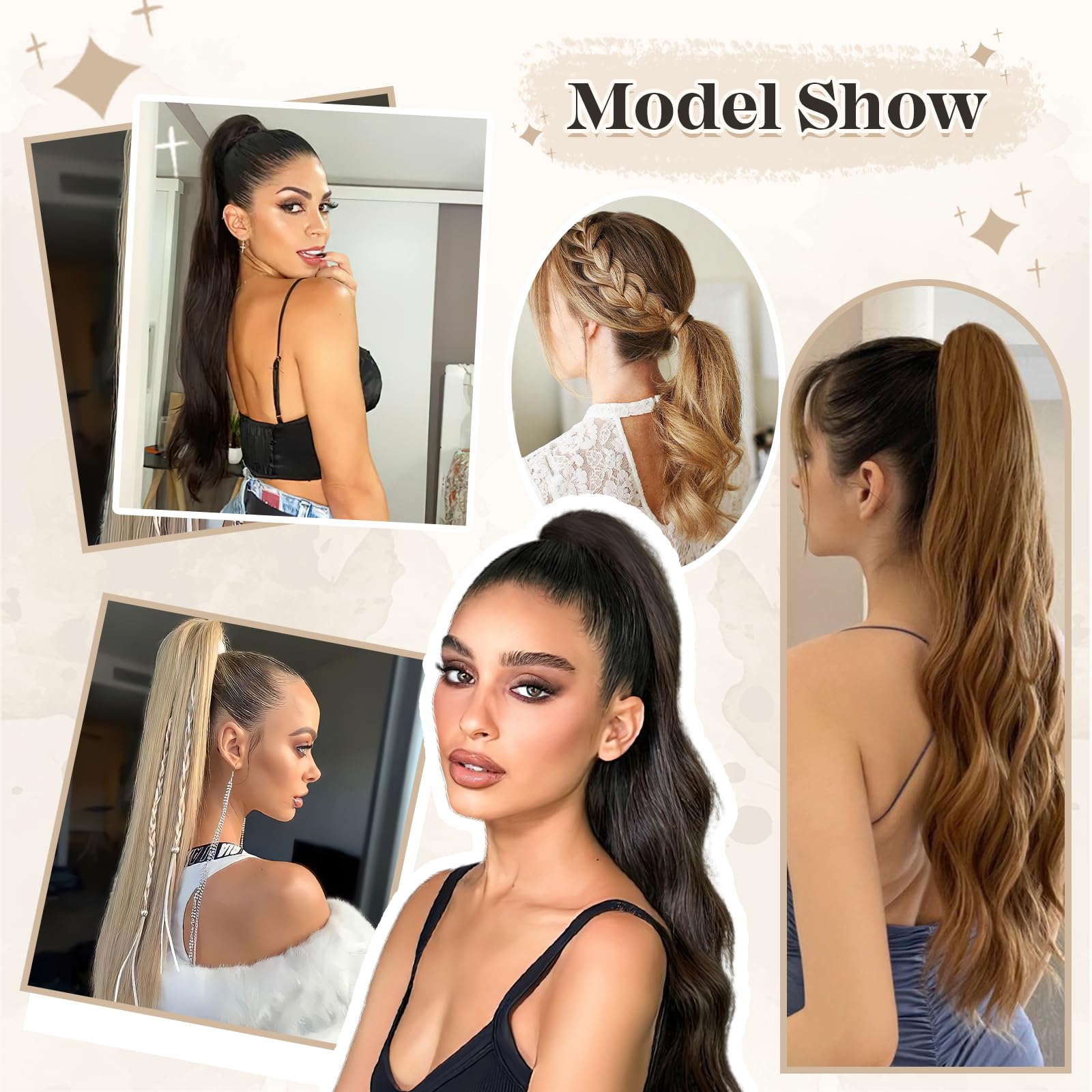 Human Hair Ponytail Extension with Claw Clip, 18\