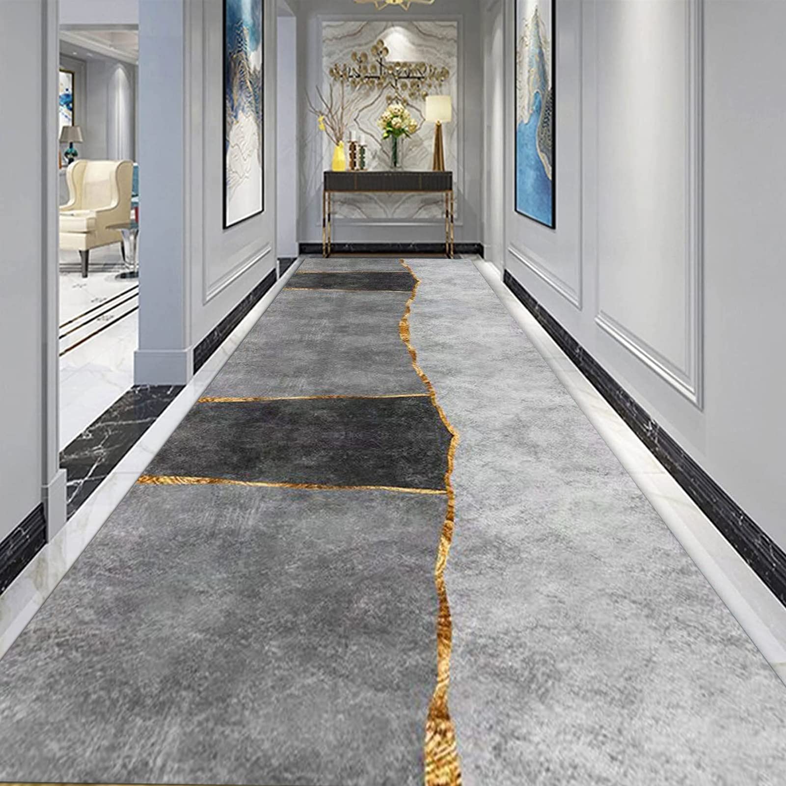 Tapis de couloir antidérapant 100x350 lavable pour cuisine et couloir