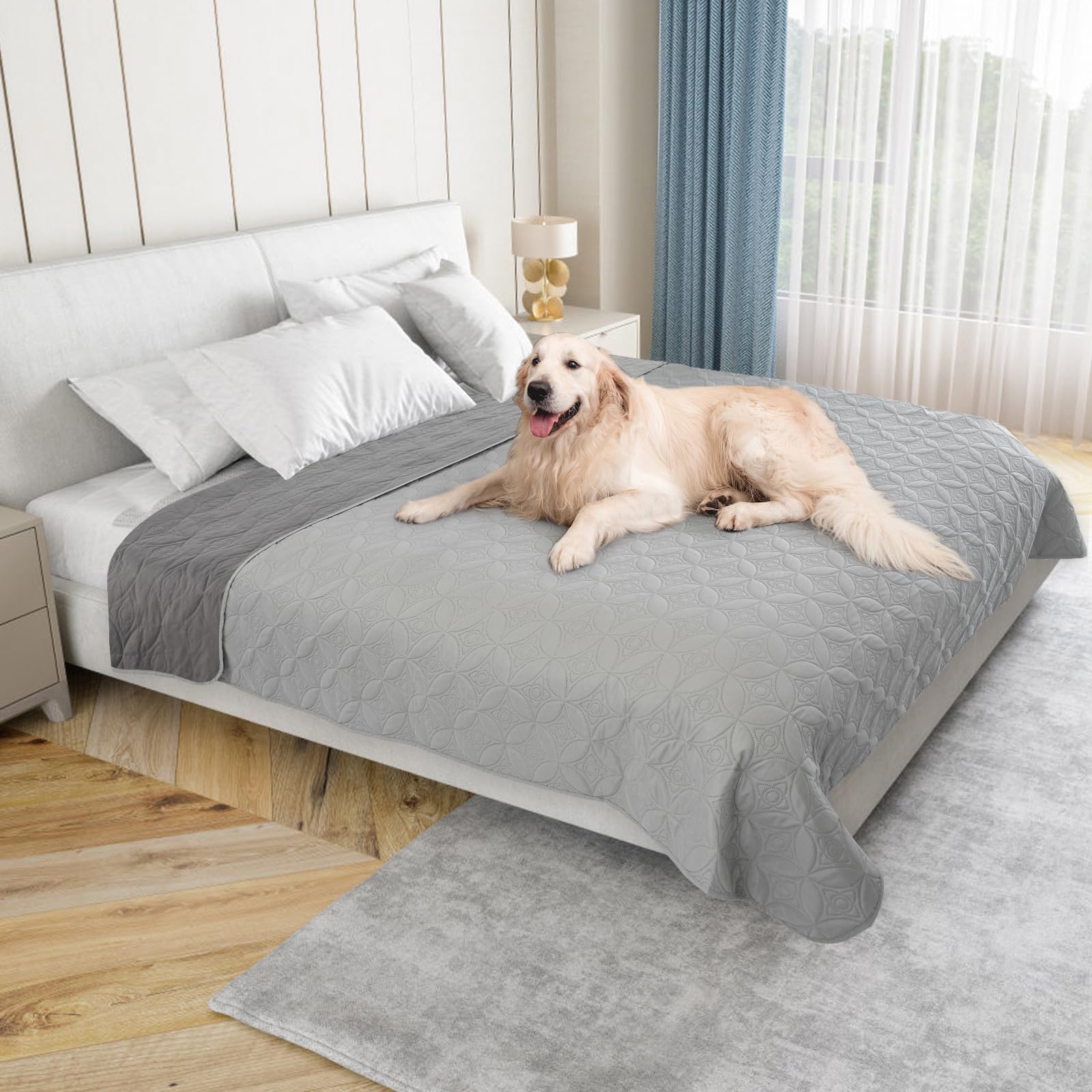 PICK FOR LIFE Waterproof Dog Blanket For Bed, 208×259cm Dog Blankets Washable Soft Reversible Puppy Blankets Anti Scratches Dirty for Bed Sofa Furniture