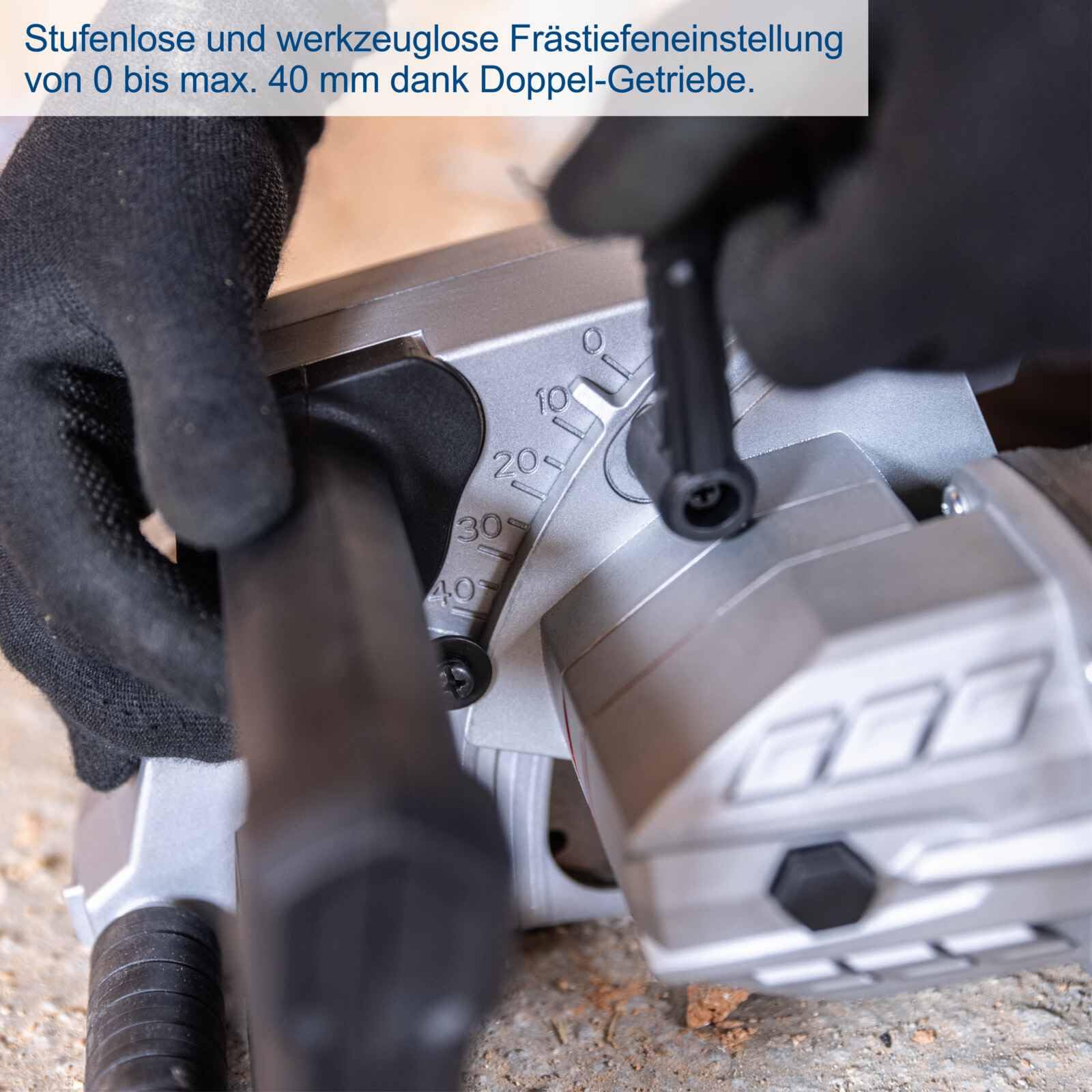 Scheppach Mauernutfräse MNF2250 Schlitzfräse mit Transportkoffer & 4 Trennscheiben | Nuttiefe 0-40mm | Nutbreite 8-40mm | Leistung 2250W | Scheiben-Ø 125mm | Doppelgetriebe, Softstart sowie Softgrip