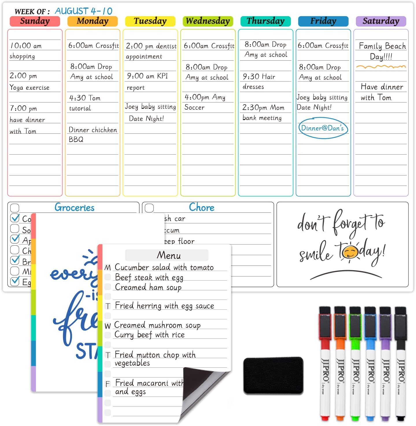 HomeN’Stars Weekly White Board Dry Erase, Weekly