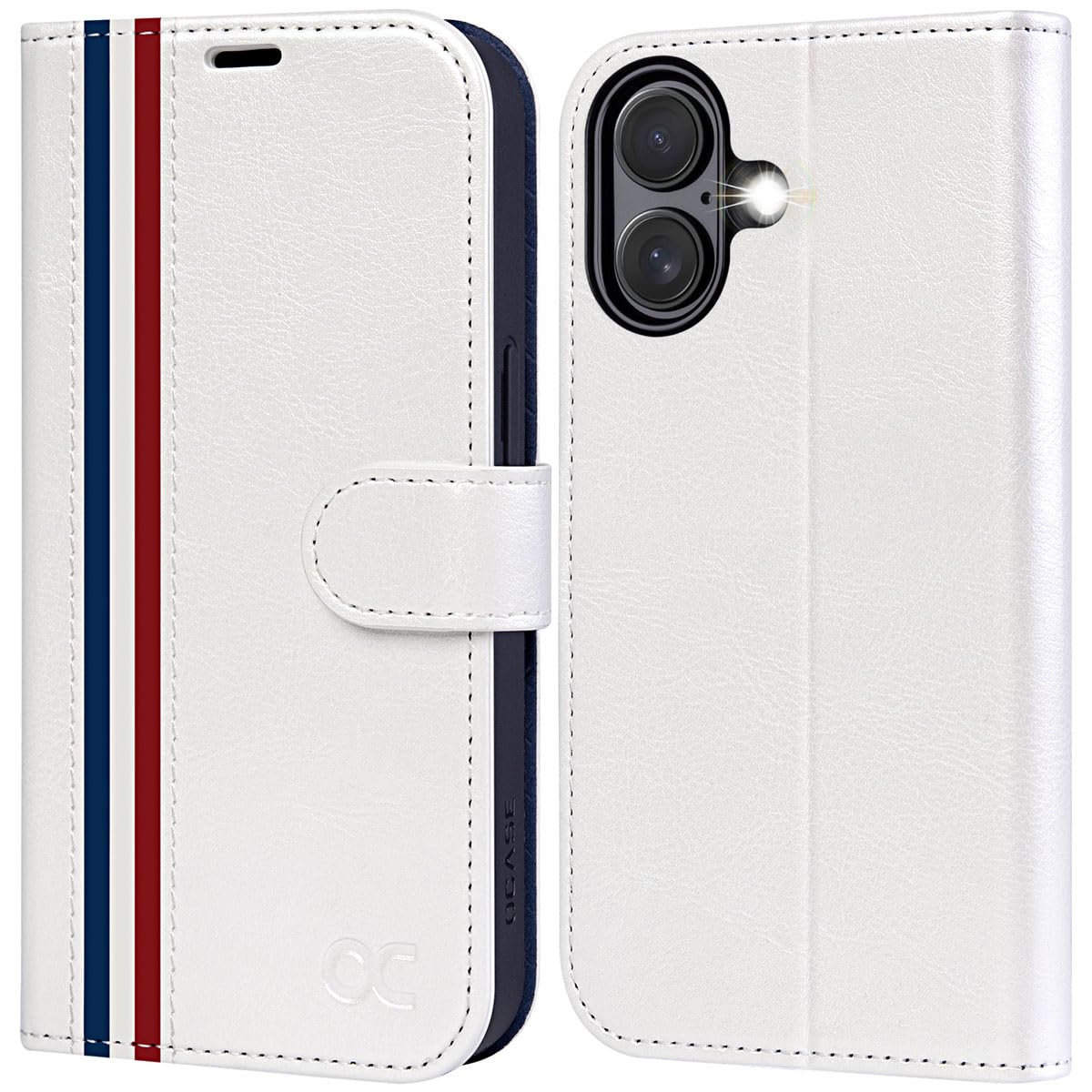 OCASE for iPhone 16 Plus Case, PU Leather Wallet, Magnetic Flip Folio Cover with RFID Blocking, Card Holders, Shockproof TPU