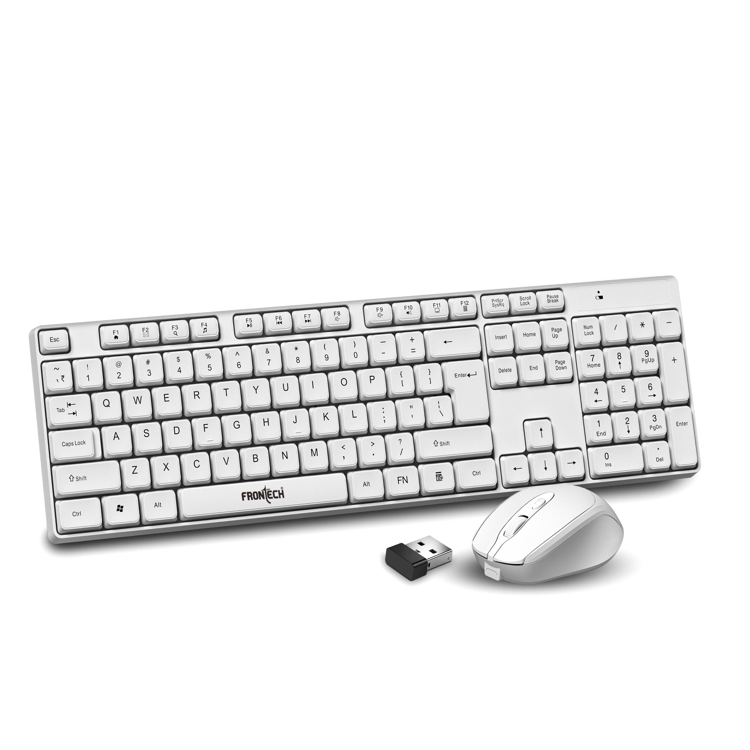 Frontech 2.4Ghz Wireless Keyboard and Mouse|104 Keys|1600 DPI|KB-0031| Combo Set (White)-image-26