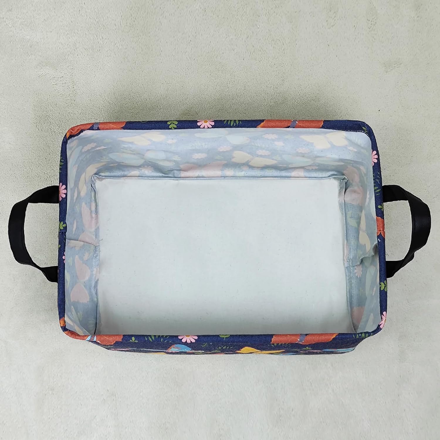 Rectangular Colorful Butterfly Fabric Storage Basket | Organizing hamper Foldable with Waterproof PE Coating box for Office, Bedroom，wardrobe,shelves,or furniture crevices