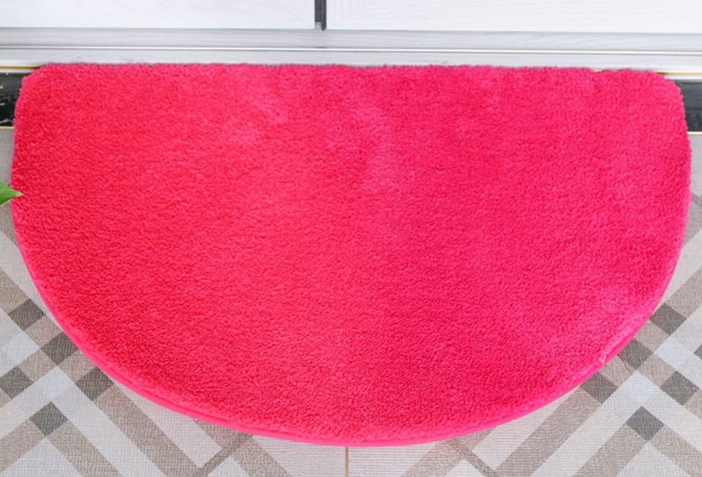 ZebraSmile Super Soft Micro-Fiber Bath Room Rug Half Moon Door Mat Half Round Inside Washable Front Door Mat Under Doormat Rugs for Living Room 15.7 X 23.6In /Red