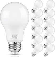 A19 LED Light Bulbs, 60 Watt Equivalent, Warm White 2700K, 850 Lumens, E26 Base, Non-Dimmable, 9W Bright White LED Bulbs, 12-Pack