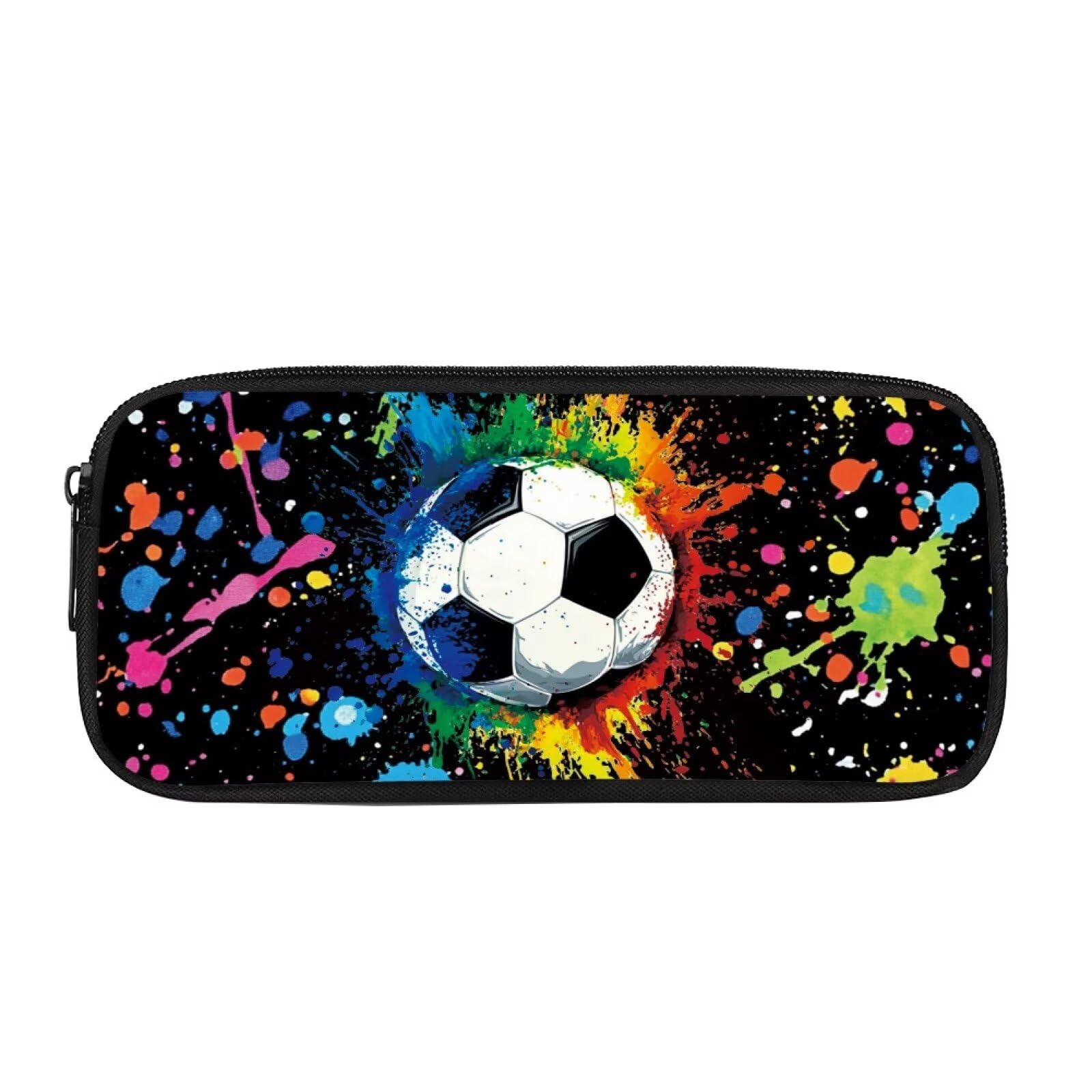 Showudesigns Football Pencil Case for Boys Age 5-8 9-10 Pencil Bag Pouch Portable Large Capacity Pen Holder Box with Zipper Office School Stationery Organizer Soccer