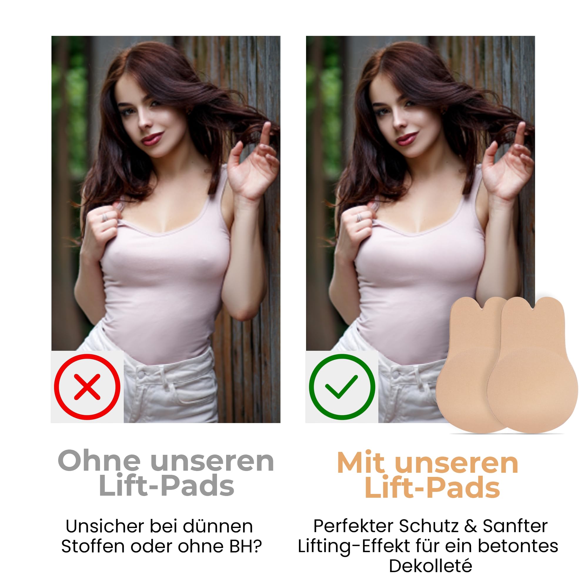 Dilara Królik Glue Bra zestaw 2 szt. – bez ramiączek samoprzylepny biustonosz z ręcznie nałożonym klejem, niewidoczny biustonosz push-up do sukienek bez pleców, wielokrotnego użytku