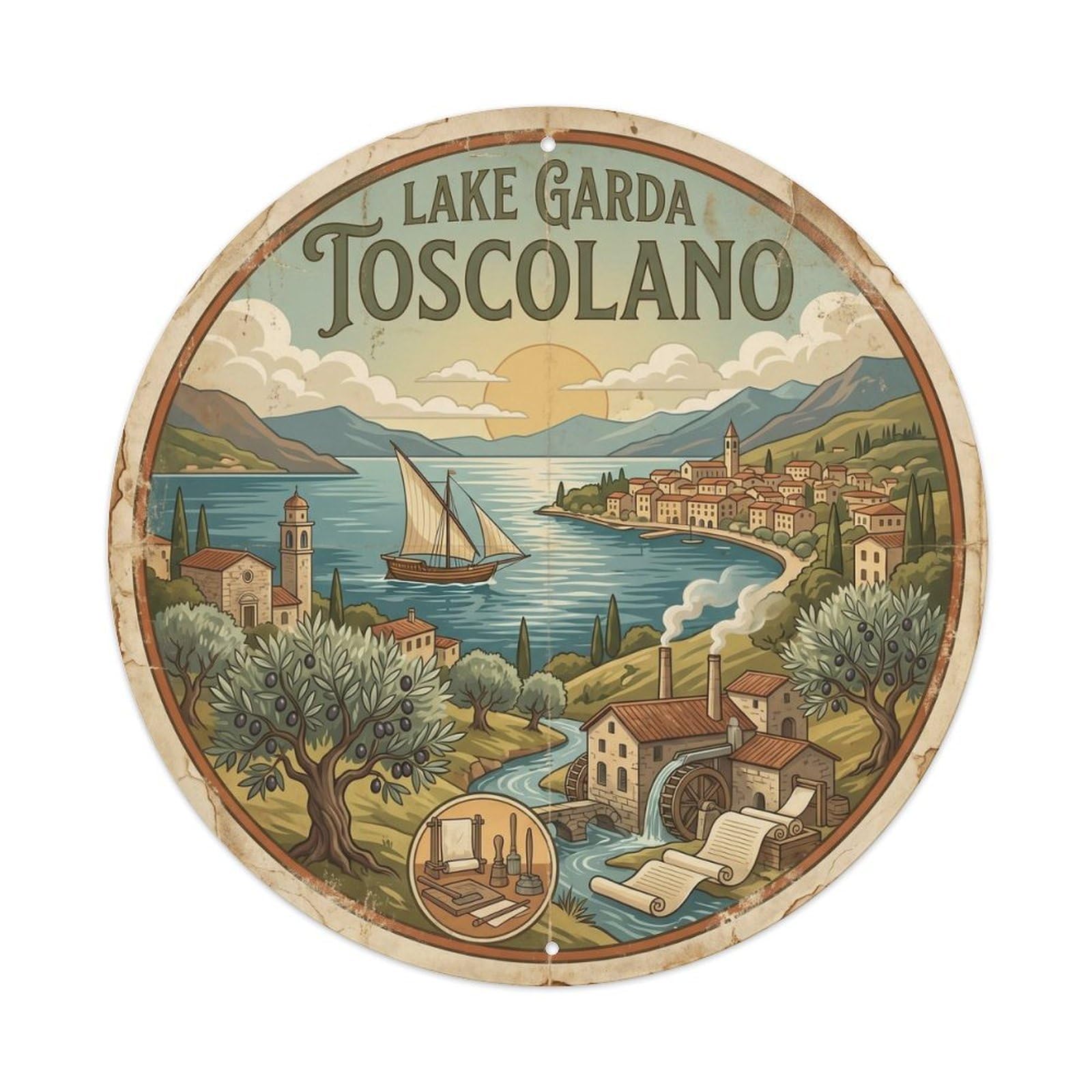 Olhnbad Style Lake Garda Travel Culture Toscolano Alpine Metal Tin Sign